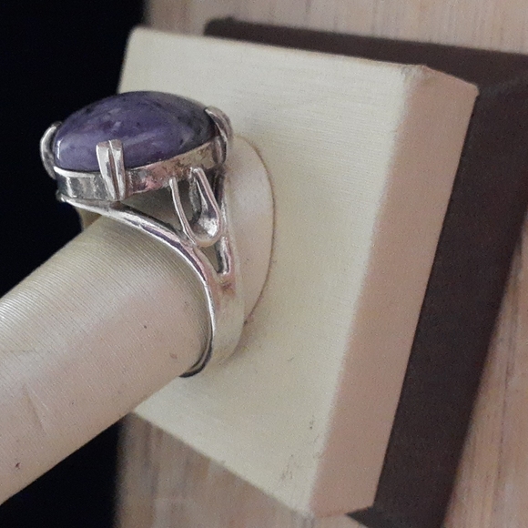Sterling Silver Charoite Gemstone Ring T100 - Picture 3 of 14